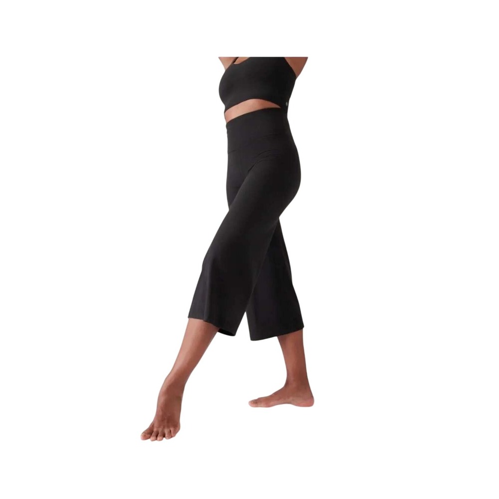Athleta Elation Wide Crop Pant Black High Rise Yoga Pants XL 587198-00